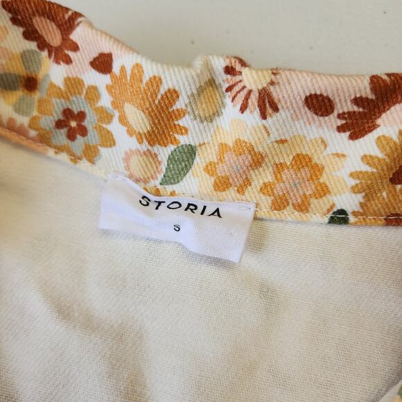 Storia Jumpsuit Collared Short Sleeve Flower Power Size Small - Picture 4 of 8